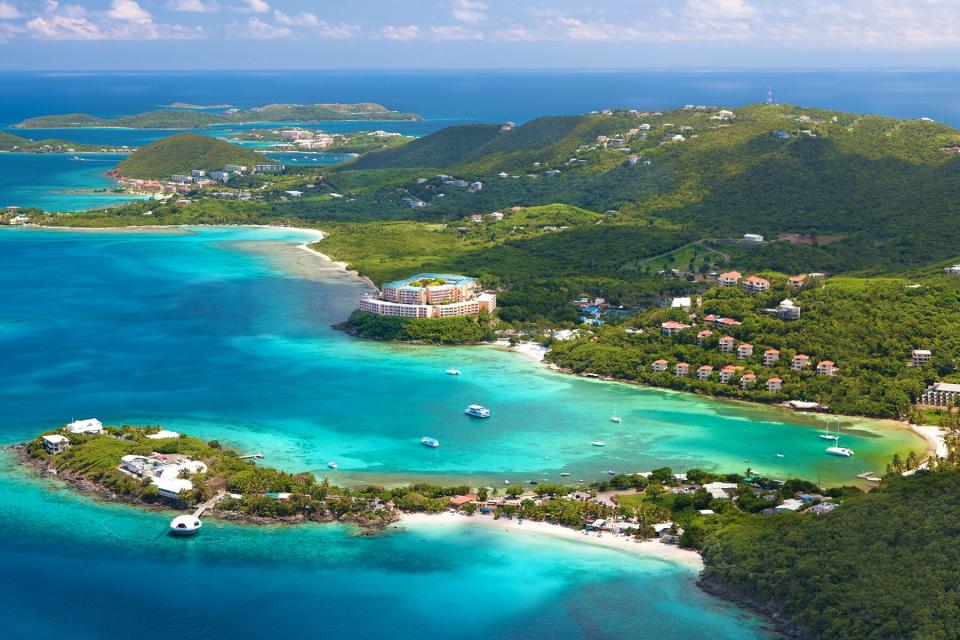 aerial shot of Coki Point, St. Thomas, US Virgin Islands