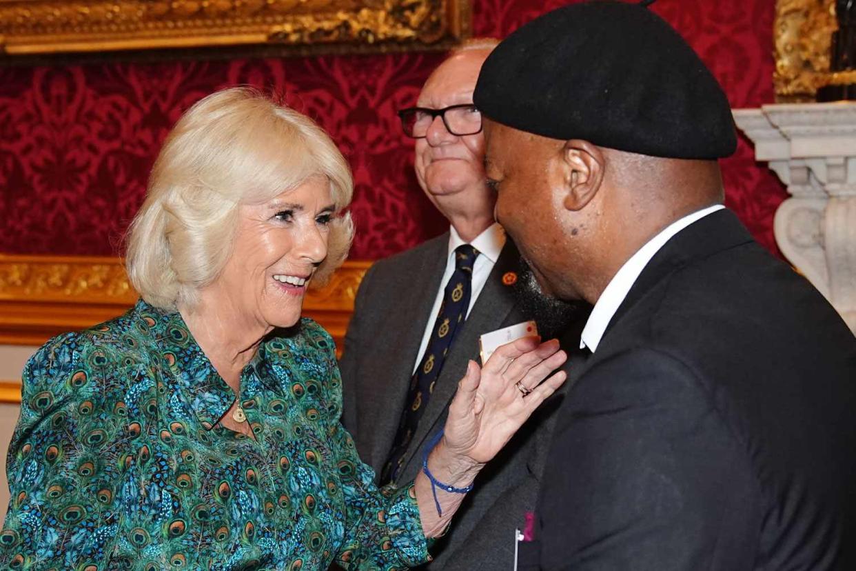 <p>Aaron Chown - WPA Pool/Getty</p> Queen Camilla at a reception celebrating the 70th anniversary of Book Aid International at St James