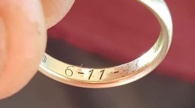 Mrs Schaefer's wedding ring carries the same date as the missing one. Source: Facebook/ Lynette Schaefer
