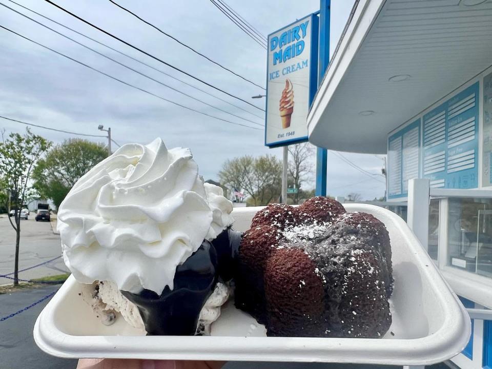Dig into the Lava Cake Sundae at Dairy Maid.