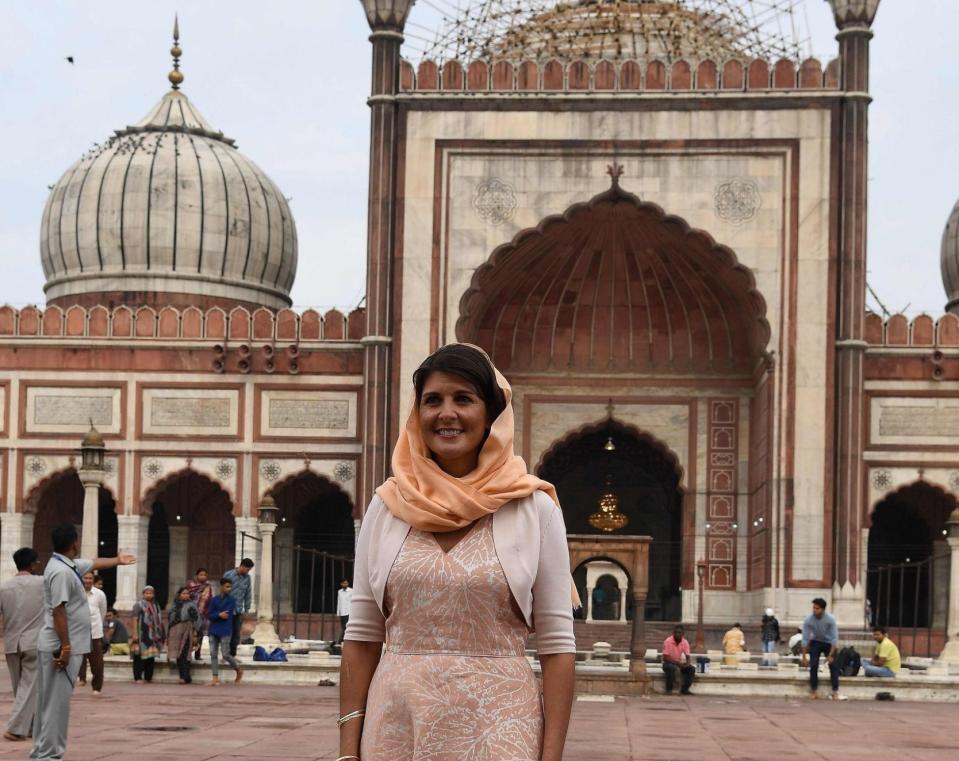 Ms Haley in New Delhi in 2018 during her tenure as US ambassador to the United Nations