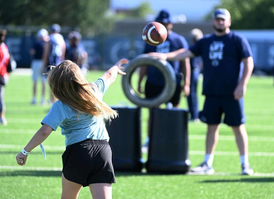 One of many youngsters participated in sports activities during the Nittany Lions annual Lift For Life event at University Park Thursday, June 30, 2022.