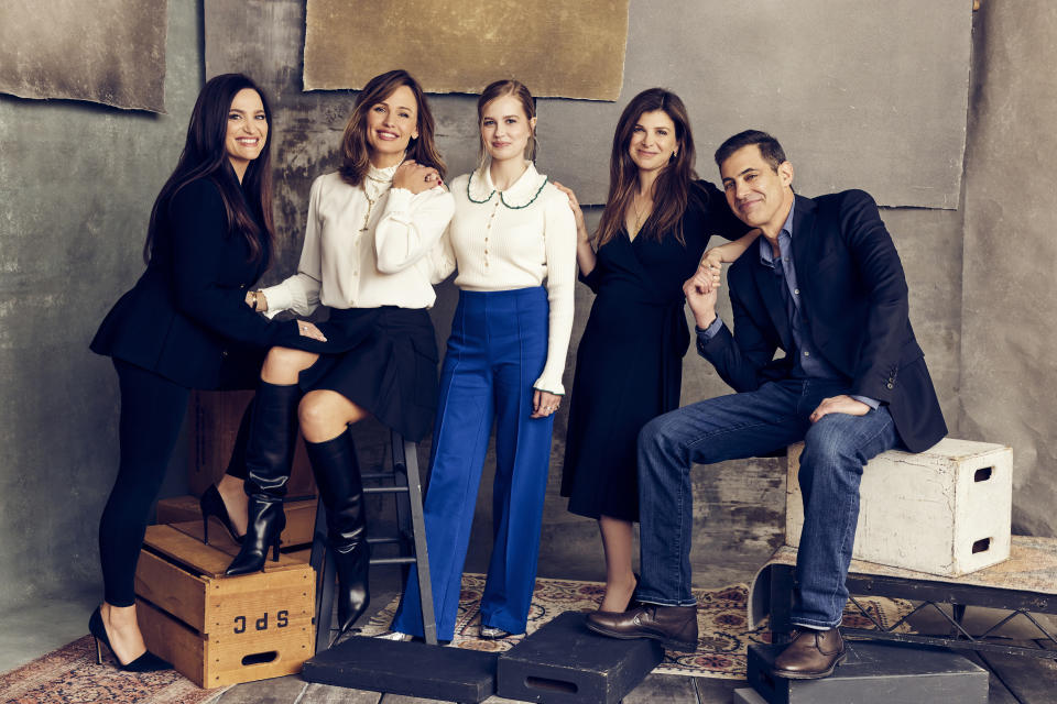 Lauren Neustadter, Jennifer Garner, Angourie Rice, Laura Dave and Josh Singer of Apple TV+'s 'The Last Thing He Told Me'