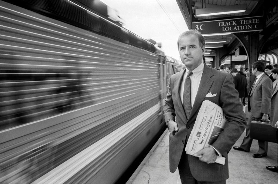 joe biden on train platform