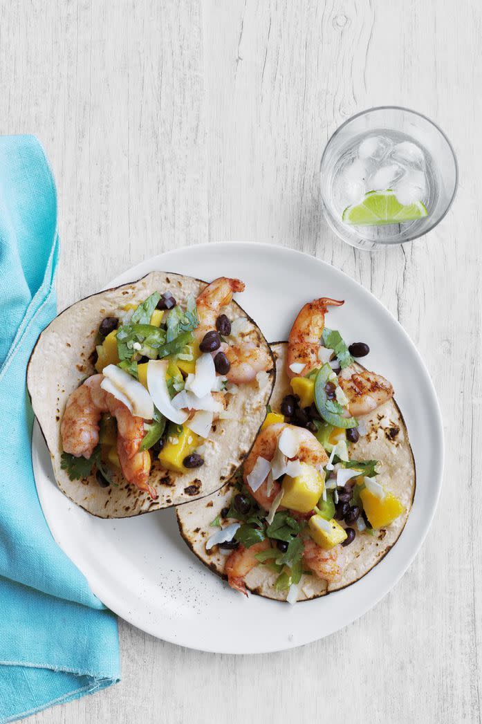 Shrimp Tacos with Mango and Black Bean Salsa