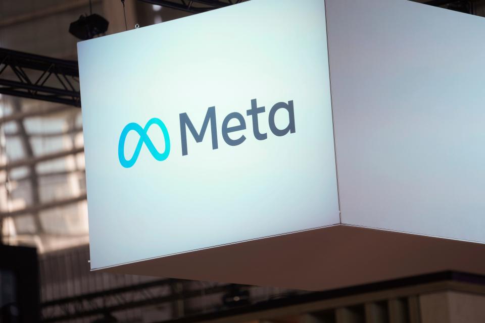 FILE - The Meta logo is seen at the Vivatech show in Paris, France, on June 14, 2023. A group of 33 states are suing Meta Platforms Inc. for harming young people’s mental health and contributing the youth mental health crisis by knowingly designing features on Instagram and Facebook that addict children to its platforms.