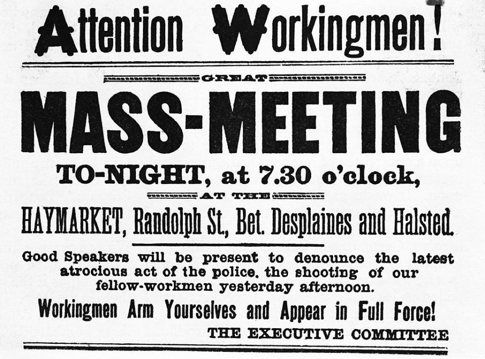 A flyer for a mass meeting