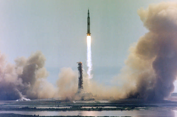 The rocket that Neil Armstrong rode: Apollo 11's Saturn V lifts off from Kennedy Space Center in Florida on July 16, 1969.