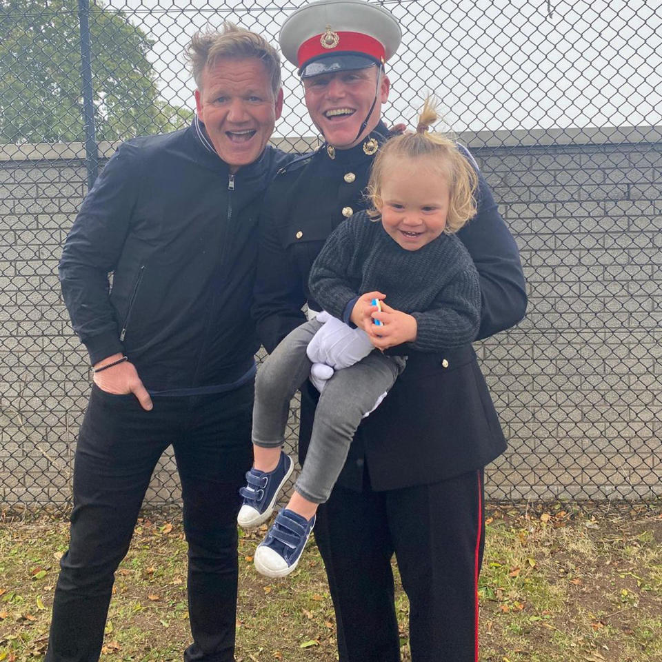 Gordon Ramsay posing as a proud father of his son Jack, along with his younger son, Oscar. (Gordon Ramsay / Instagram)