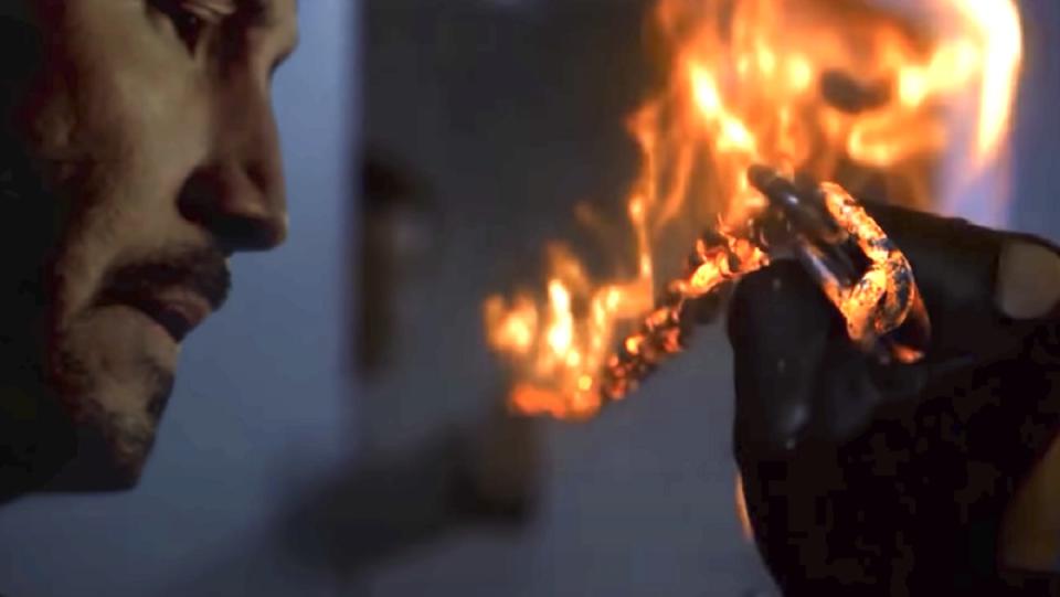 Keanu Reeves as Ghost Rider in a fan film.