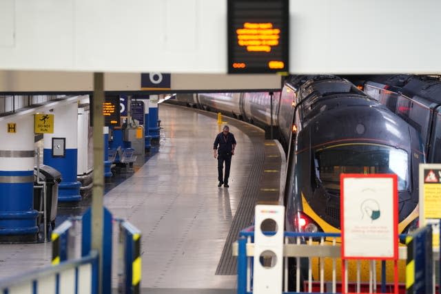 A quiet platform at London Euston train station