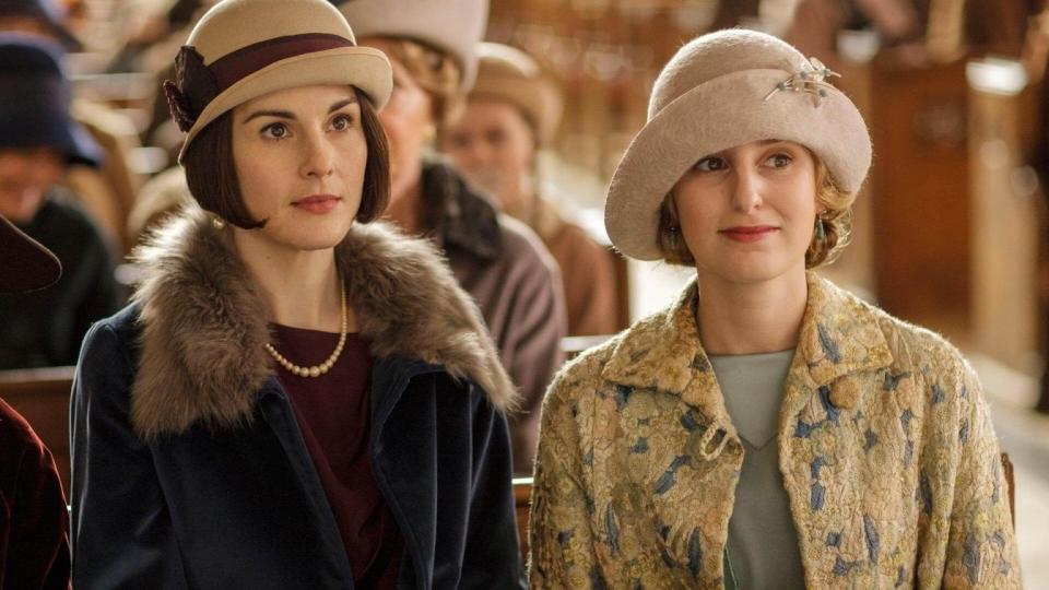 Lady Mary and Lady Edith wearing hats