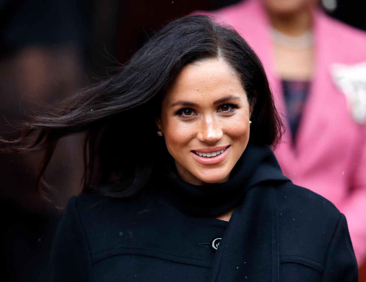 BRISTOL, UNITED KINGDOM - FEBRUARY 01: (EMBARGOED FOR PUBLICATION IN UK NEWSPAPERS UNTIL 24 HOURS AFTER CREATE DATE AND TIME) Meghan, Duchess of Sussex departs after visiting the Bristol Old Vic on February 1, 2019 in Bristol, England. (Photo by Max Mumby/Indigo/Getty Images)