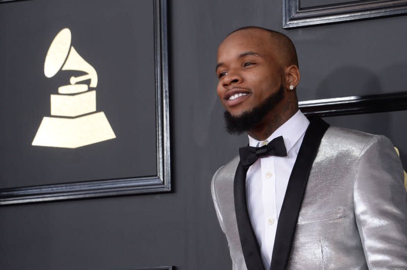 Tory Lanez arrives for the 59th annual Grammy Awards in Los Angeles in 2017. On Tuesday, Lanez was sentenced to 10 years in prison for shooting Megan Thee Stallion in both her feet after an argument in 2020. File Photo by Jim Ruymen/UPI