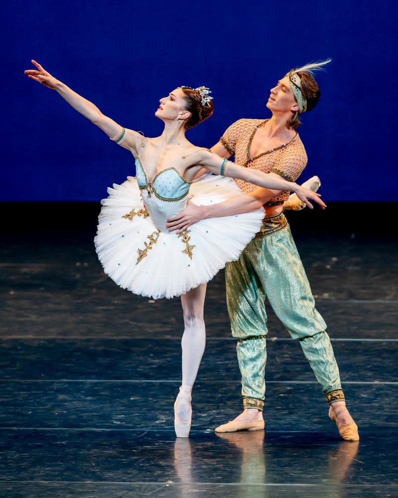 Marianela Nuñez and Vadim Muntagirov in Le Corsaire from the Royal Ballet’s Within the Golden Hour.