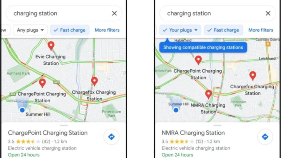 更新之後在Google Map當中可以選擇你的充電規格以及是否要找尋快充。(圖片來源/ Google)