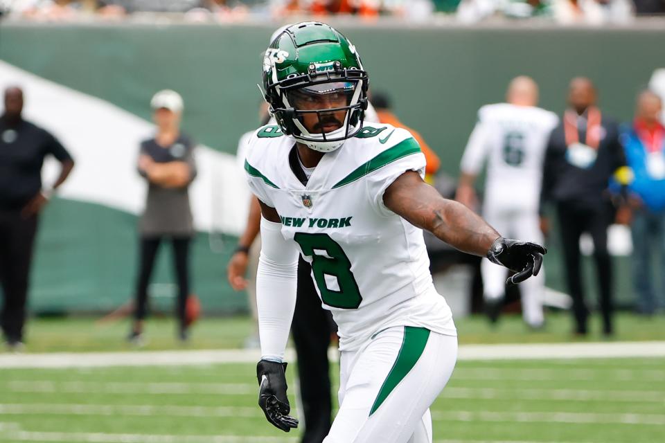 Elijah Moore hasn't been on the fantasy radar in weeks, but that could change with the Jets turning to Mike White at QB.  (Photo by Rich Graessle/Icon Sportswire via Getty Images)