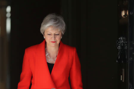 British Prime Minister Theresa May arrives to deliver a statement in London, Britain, May 24, 2019. REUTERS/Simon Dawson