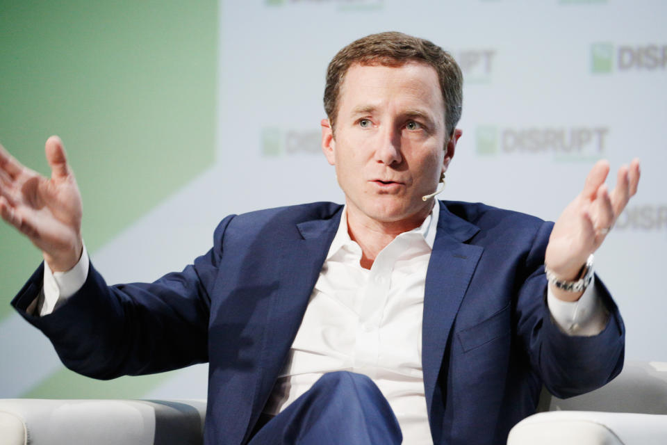 SAN FRANCISCO, CA - SEPTEMBER 06:  Peloton Co-Founder/CEO John Foley speaks onstage during Day 2 of TechCrunch Disrupt SF 2018 at Moscone Center on September 6, 2018 in San Francisco, California.  (Photo by Kimberly White/Getty Images for TechCrunch)