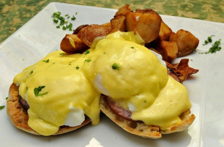 Eggs Benedict is a popular dish for brunch at Robin's Nest Restaurant in Mount Holly.