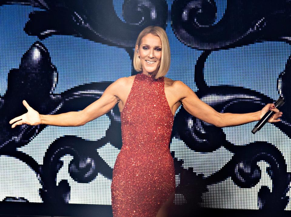 Celine Dion performing during her Courage World Tour in 2019.