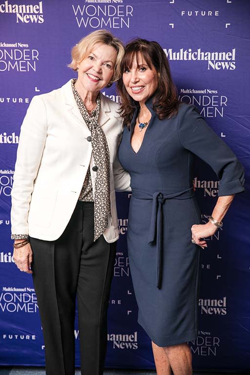 (From l.): Longtime NBCUniversal executive Bridget Baker with Wonder Women honoree Holly Leff-Pressman, chief client engagement officer, Screen Engine/ASI.