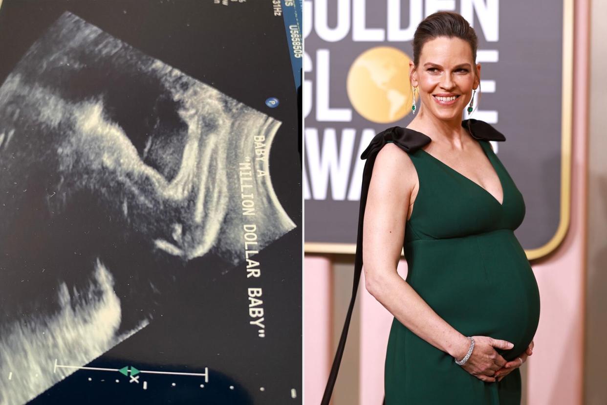 https://www.instagram.com/p/Cp-3XbKvEME/. Hilary Swank/Instagram; BEVERLY HILLS, CALIFORNIA - JANUARY 10: Hilary Swank attends the 80th Annual Golden Globe Awards at The Beverly Hilton on January 10, 2023 in Beverly Hills, California. (Photo by Matt Winkelmeyer/FilmMagic)