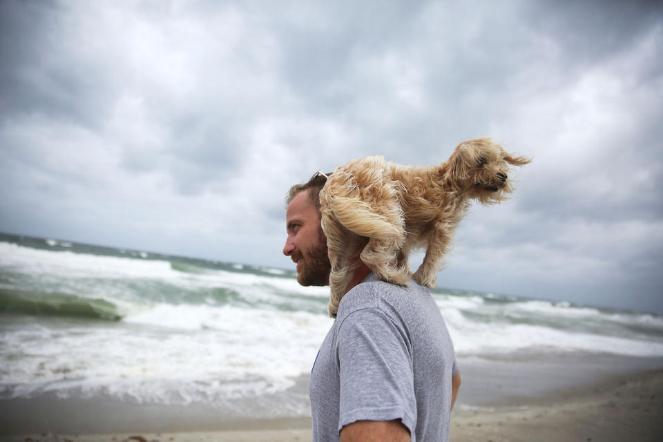 A visit to the beach as Hurricane Matthew approaches Palm Beach, Fla.