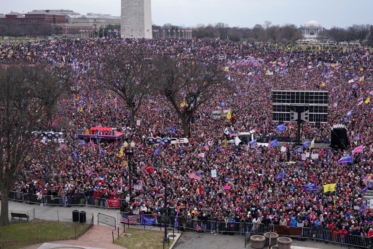 People attend a rally Wednesday, Jan. 6, 2021, in Washington, in support of President Donald Trump.