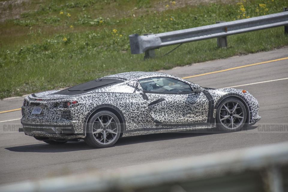 <p>We like the look of this prototype's wheels. The five-spoke design with diagonal offshoots matches the wheels on the prototype that Chevrolet is parading around in its official teasers of the car.</p>