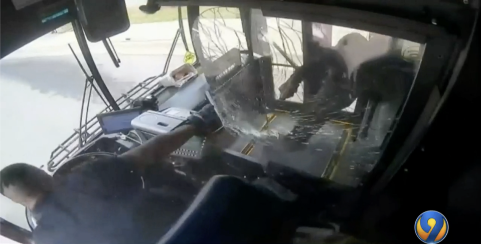 A screenshot of a newcast from The Charlotte Observer’s news partner WSOC-TV showing footage of the May 18 CATS bus shooting.