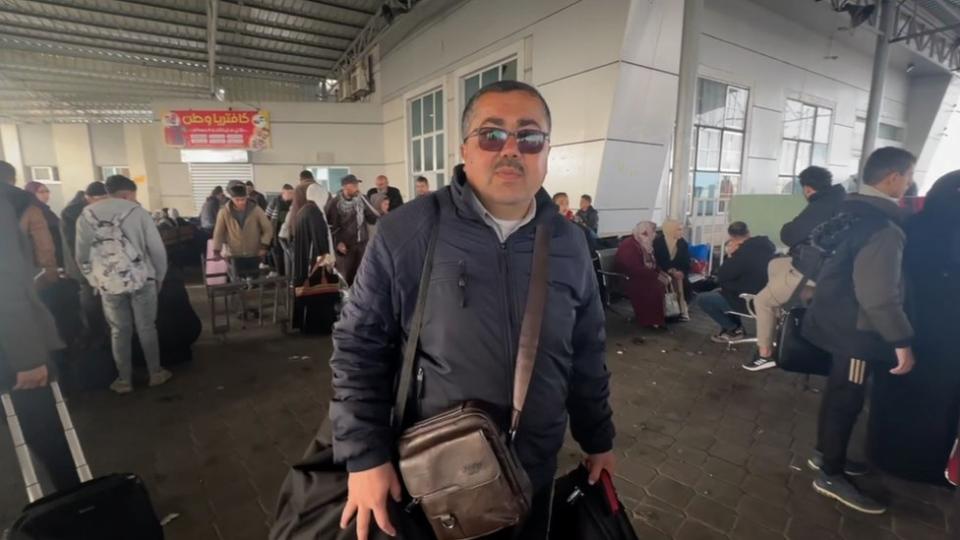 Adnan at the Rafah crossing, about to leave Gaza