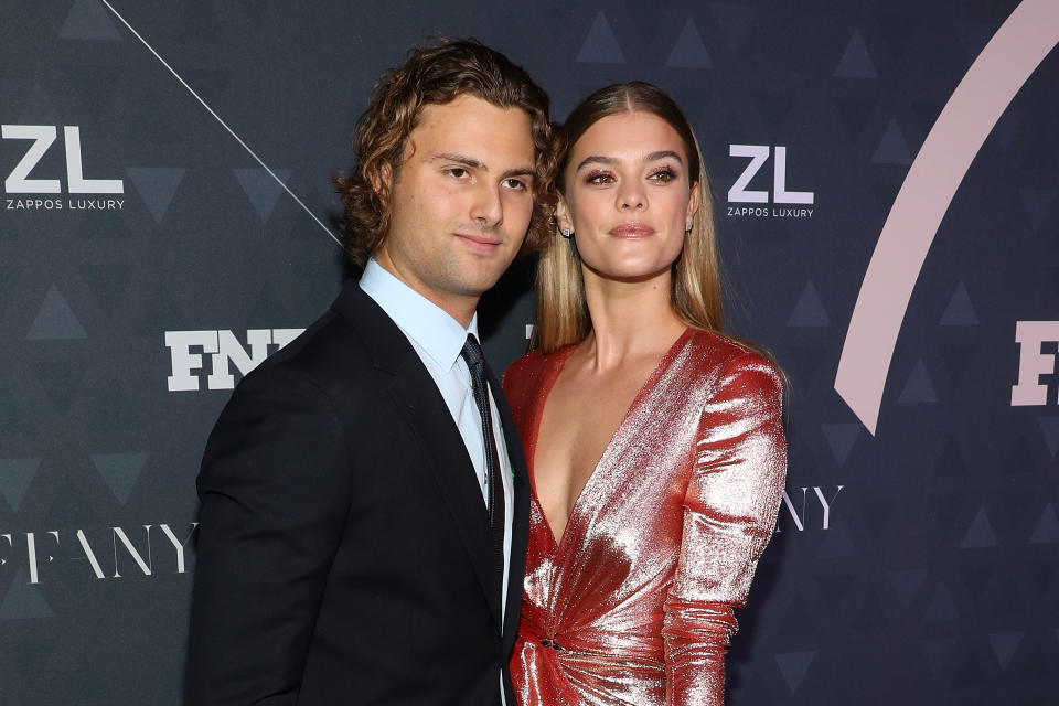 NEW YORK, NY - DECEMBER 04:  Jack Brinkley-Cook and Nina Agdal attend the 2018 Footwear News Achievement Awards at IAC Headquarters on December 4, 2018 in New York City.  (Photo by Taylor Hill/FilmMagic)