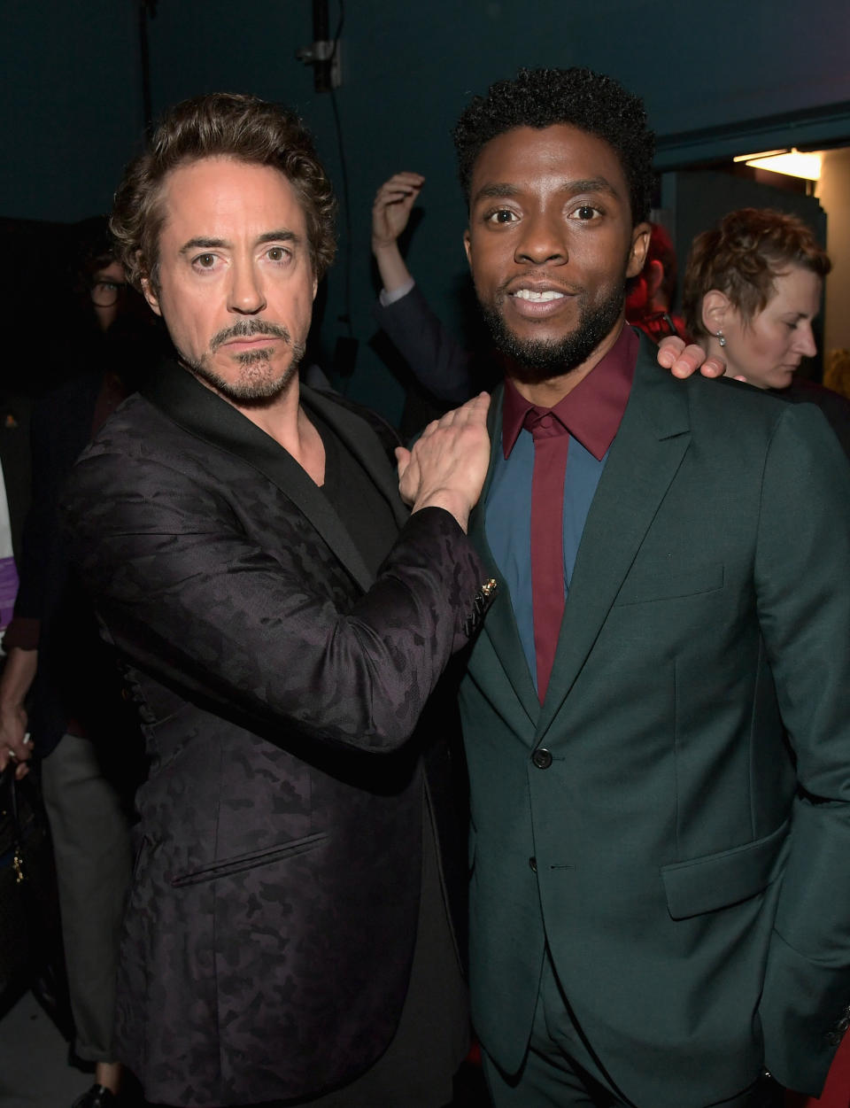 <p>People couldn’t get enough of <em>Black Panther</em>, so they’ll enjoy their fix in this film too. Boseman brings his superhero back to the big screen — and hung with Downey on the carpet. (Photo: Charley Gallay/Getty Images for Disney) </p>