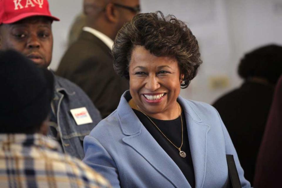 Former U.S. senator and current Chicago mayoral candidate Carol Moseley Braun greets supporters following a press conference at her campaign headquarters December 29, 2010 in Chicago, Illinois. Braun used the press conference to unveil her public safety plan for the city which included replacing the citys current superintendent of police Jody Weis. (Photo by Scott Olson/Getty Images)