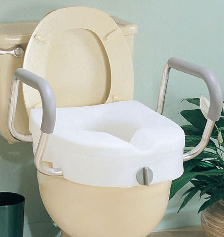 E-Z Lock raised toilet seat with arms.