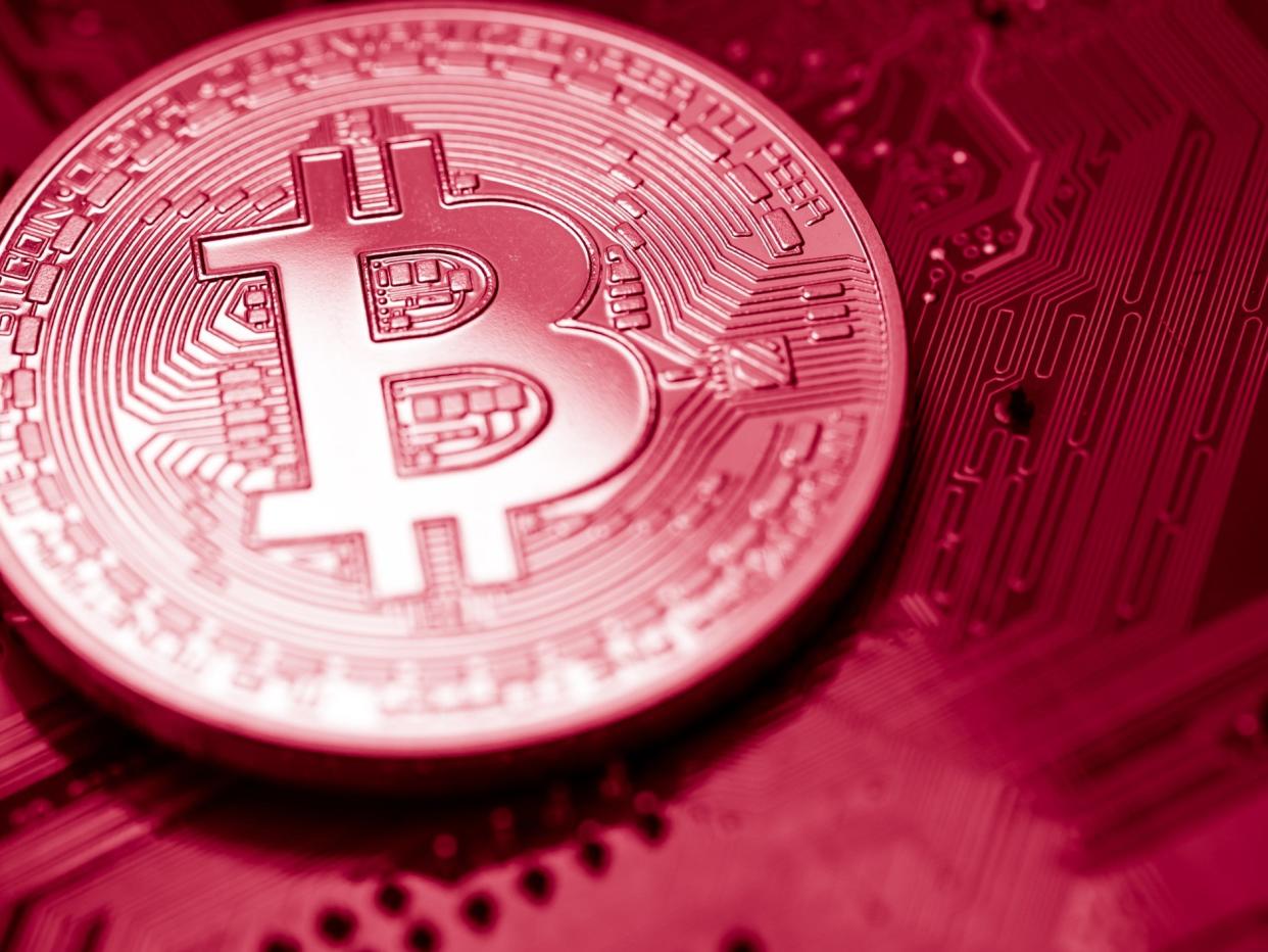 Bitcoin’s price is notoriously volatile, having traded between $7,000 and $65,000 between 23 April 2020 and 23 April 2021 (Getty Images)