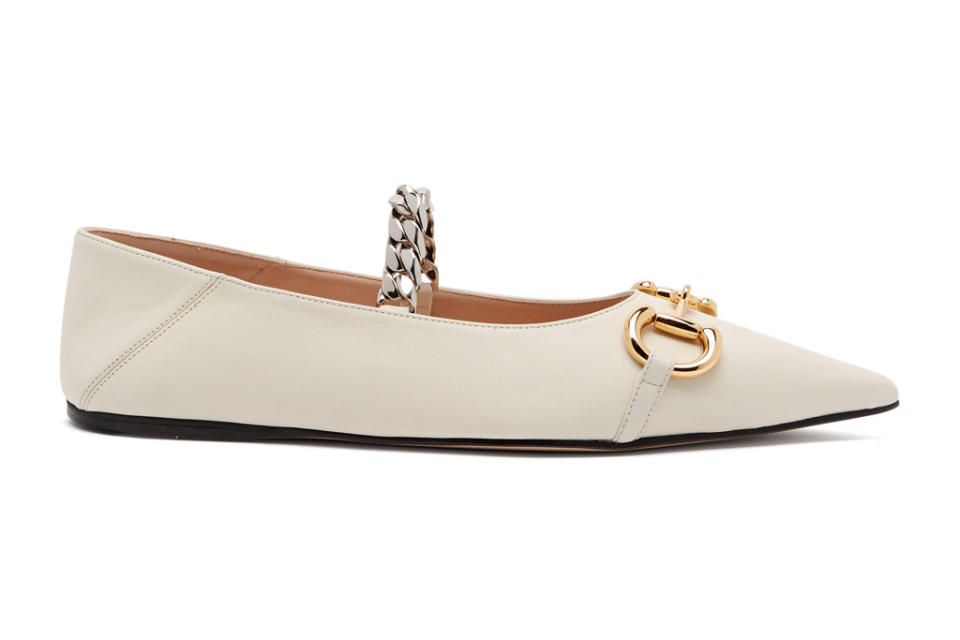 gucci ballet flats, white