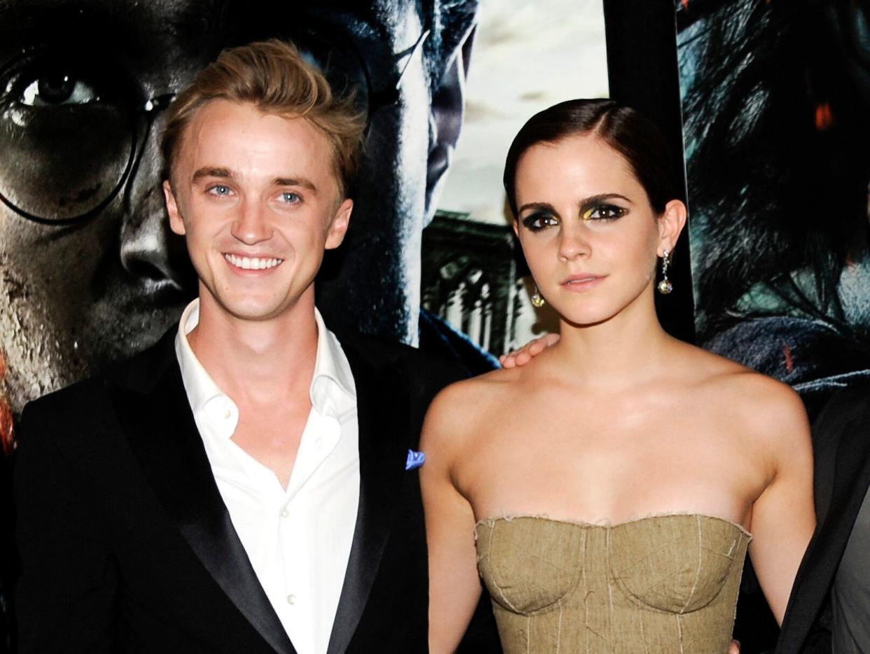 Tom Felton and Emma Watson arrive at the premiere of the final "Harry Potter" movie in July 2011. (Photo: ASSOCIATED PRESS)