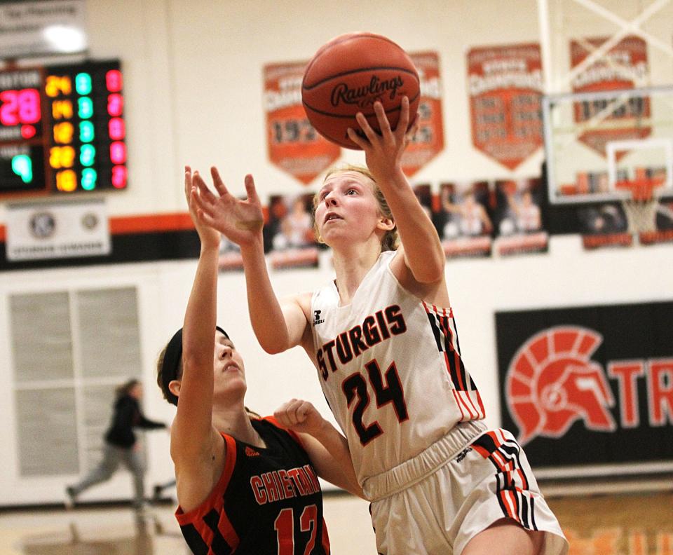 Korin Whitcomb led all scorers with 22 points in the Sturgis win at home over Dowagiac on Friday.