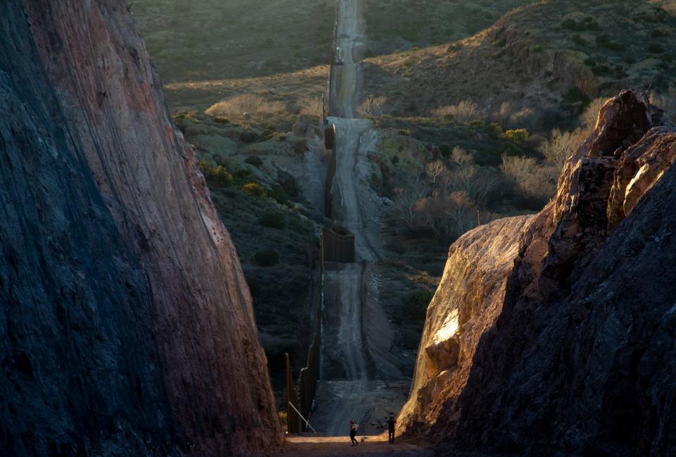 In southeast Arizona, construction crews blasted through the rugged landscape to make way for the border wall.