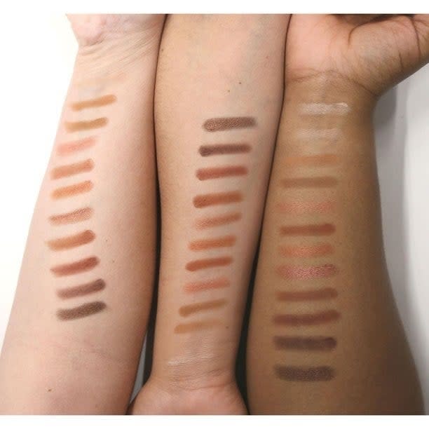 models with different skin tones wearing the amber shades from the palette