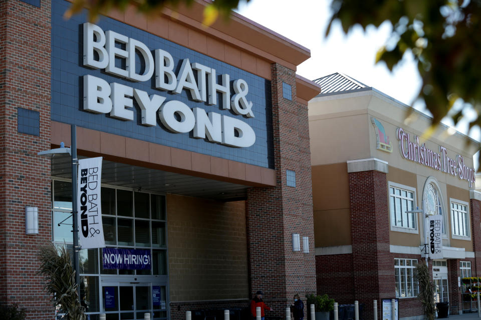 FOXBOROUGH, MA - OCTOBER 14: Patriot Place stores Bed Bath & Beyond and Christmas Tree Shops in Foxborough, MA on Oct. 14, 2020. (Photo by Jonathan Wiggs/The Boston Globe via Getty Images)