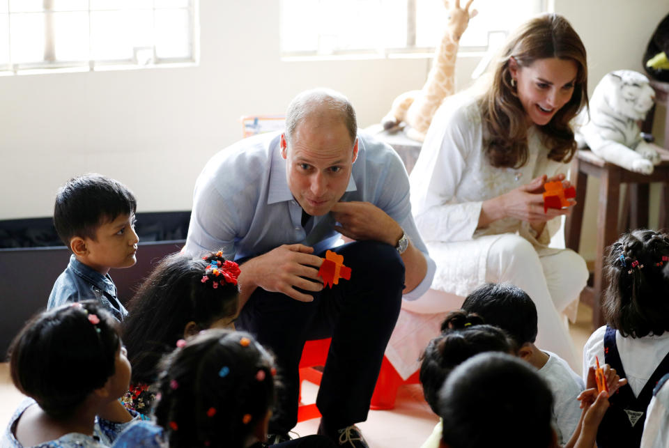 LAHORE, PAKISTAN - OCTOBER 17: Prince William, Duke of Cambridge and Catherine, Duchess of Cambridge visit SOS Children's village during their royal tour of Pakistan on October 17, 2019 in Lahore, Pakistan. (Photo by Peter Nicholls - Pool/Getty Images)