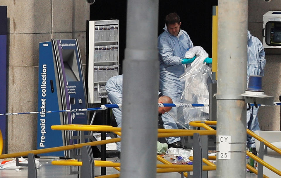 <p>Forensics investigators work at the Manchester Arena in Manchester, Britain May 23, 2017. (Darren Staples/Reuters) </p>