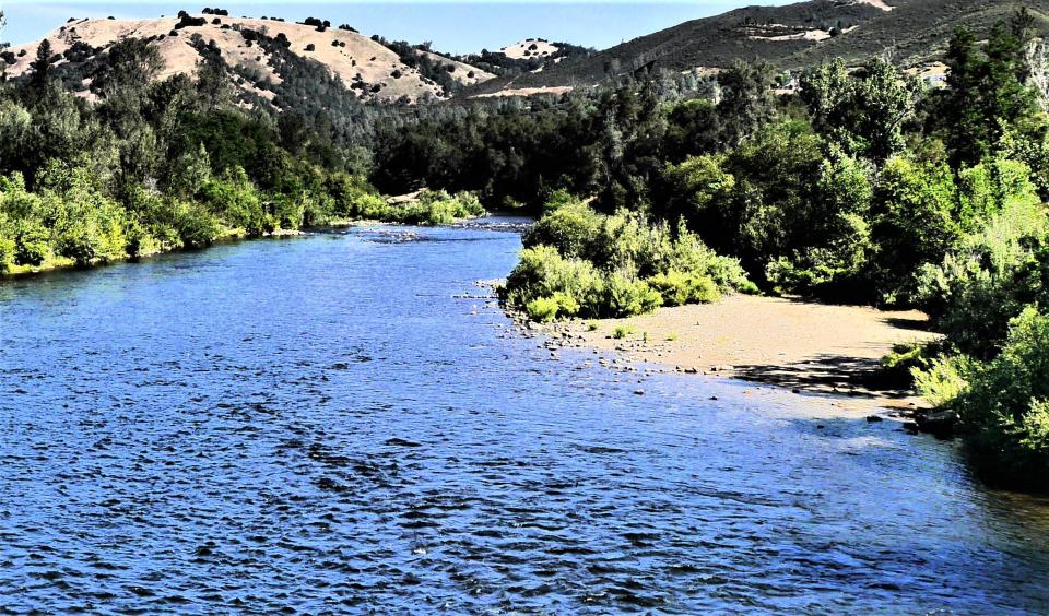 Looking north along the American River at the Marshall Gold Discovery State Historic Park in Coloma.