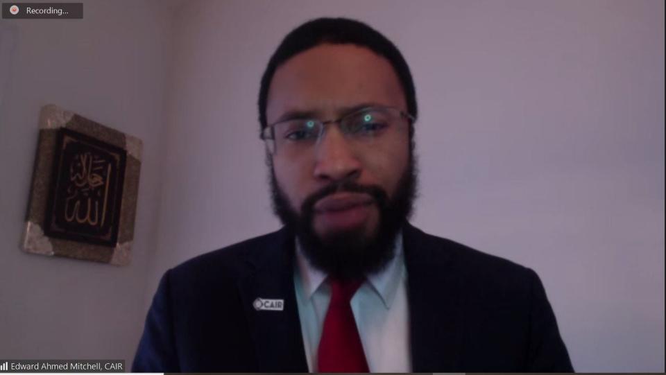 Edward Ahmed Mitchell, the national deputy director of the Council on American-Islamic Relations, talks about the infiltration of the CAIR-Ohio office on a national call Thursday.