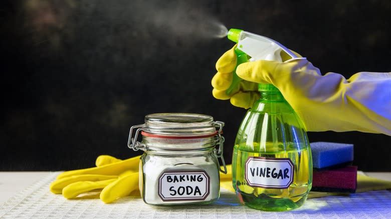 Baking soda and white vinegar for cleaning