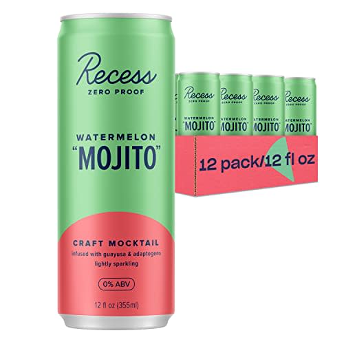 Recess Zero Proof Craft Mocktails, Alcohol Free Drinks, With Adaptogens, Non-Alcoholic Beverage Replacement, Mixer, Celebration, Party, (Watermelon 