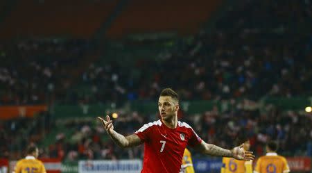 Football Soccer - Austria v Moldavia - 2018 World Cup Qualifying European Zone - Group D - Ernst-Happel Stadium, Vienna, Austria - 24/03/17 - Austria's Marko Arnautovic reacts. REUTERS/Leonhard Foeger